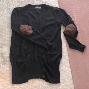 Black button up cardigan with elbow patches